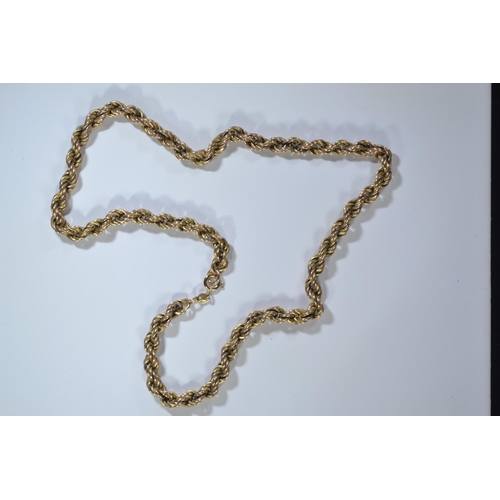 96 - 9ct gold rope twist necklace, circumference 490mm, 16.76 grams