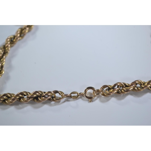 96 - 9ct gold rope twist necklace, circumference 490mm, 16.76 grams