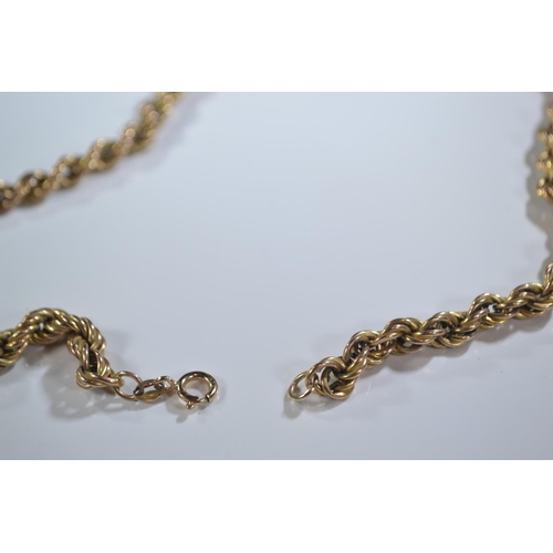 96 - 9ct gold rope twist necklace, circumference 490mm, 16.76 grams