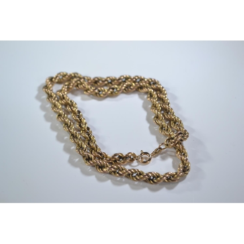 96 - 9ct gold rope twist necklace, circumference 490mm, 16.76 grams