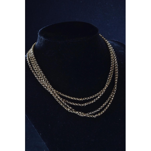 103 - 9ct gold double fob chain with clasp, length (doubled) 720mm, 17.8 grams