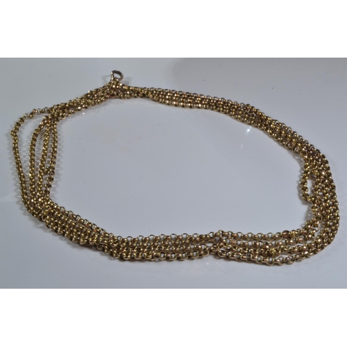 103 - 9ct gold double fob chain with clasp, length (doubled) 720mm, 17.8 grams