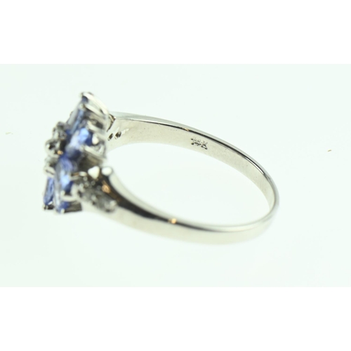 109 - 14ct white gold, tanzanite and diamond ring, size O, gross weight 3.69 grams