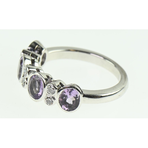 115 - 18ct white gold, amethyst and diamond ring, size M, gross weight 4.93 grams