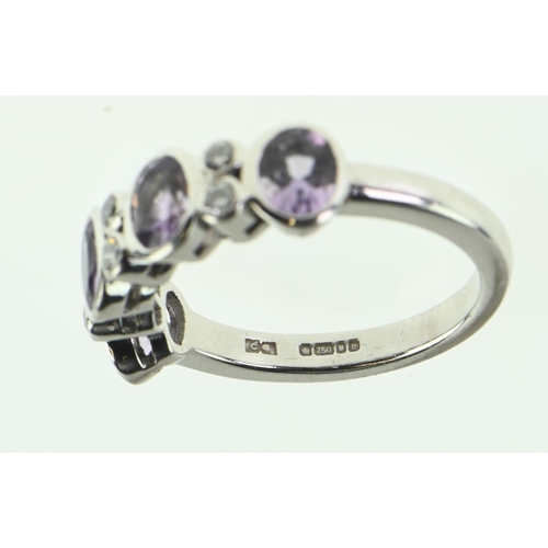 115 - 18ct white gold, amethyst and diamond ring, size M, gross weight 4.93 grams