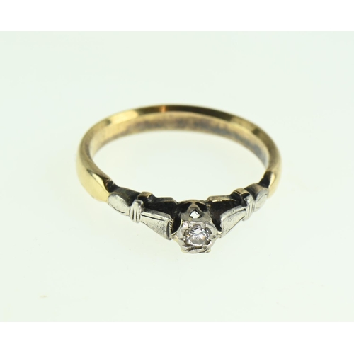 122 - Diamond solitaire ring, set in yellow metal tested positive for 9ct gold, size P1/2, gross weight 2.... 