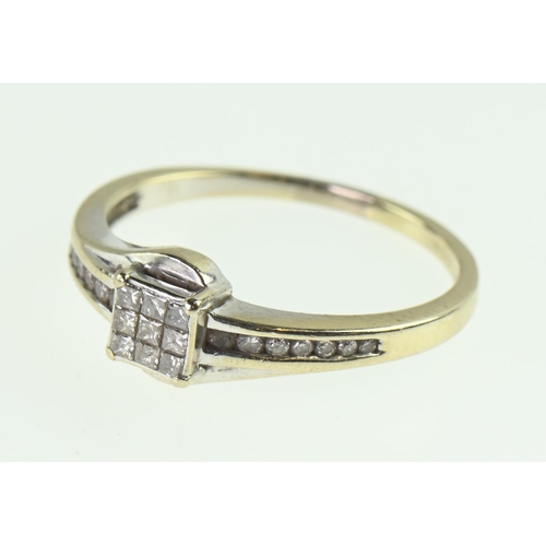 129 - 18ct gold and diamond ring, size Q1/2, gross weight 3 grams