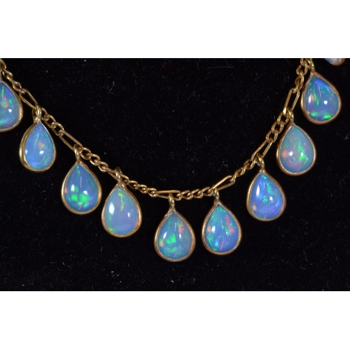 147 - 9ct gold and opal necklace, circumference 440mm, gross weight 9.66 grams