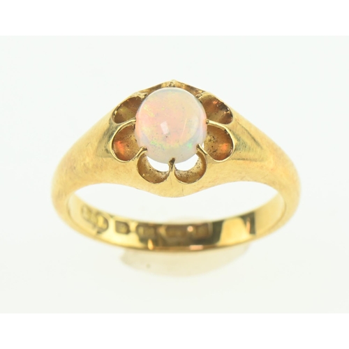 152 - 18ct gold and opal ring, size O, gross weight 5.87 grams