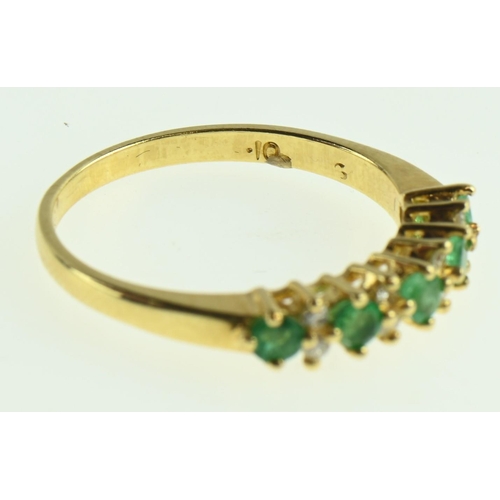 157 - Emerald and diamond ring set in 18ct gold, size P1/2, gross weight 3.22 grams