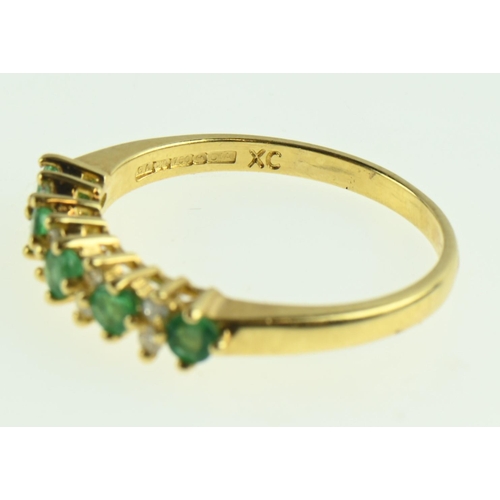 157 - Emerald and diamond ring set in 18ct gold, size P1/2, gross weight 3.22 grams