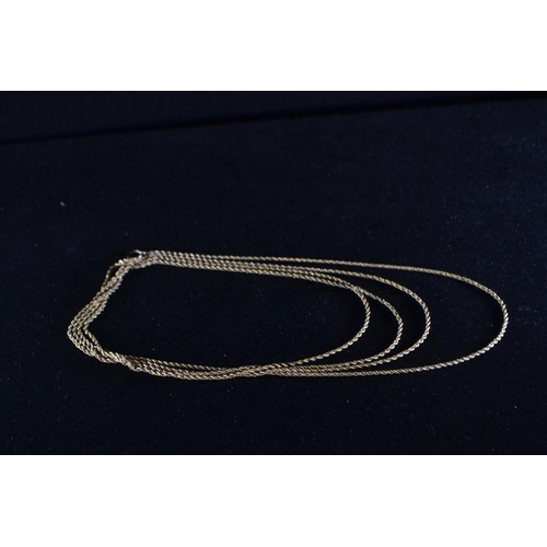 172 - Yellow metal long chain, tests positive for 9ct gold, circumference approximately 1,260mm, 11.6 gram... 