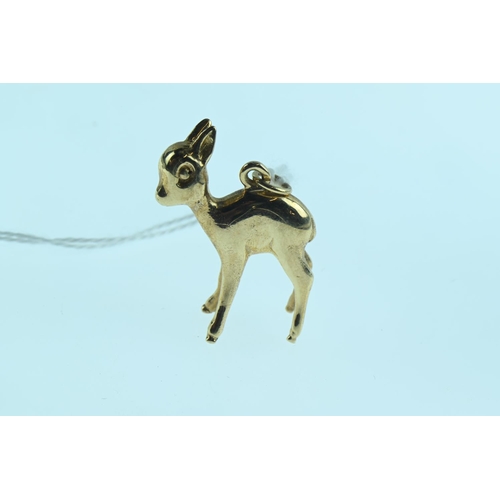 177 - 9ct gold deer fawn charm, length 28mm, 7.13 grams