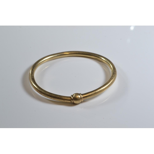 209 - Yellow metal baby/child's bangle, testing positive for 9ct gold, 48 x 44mm, gross weight 5.31 grams