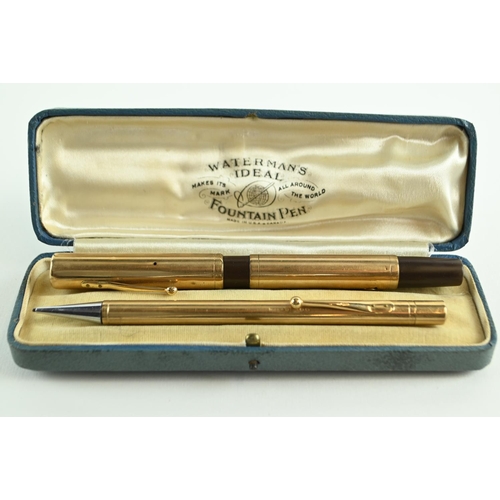 272 - Waterman's 9ct gold cased 'Ideal' fountain pen with a 14ct gold nib and 9ct gold cased propelling pe... 