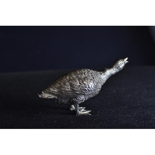 314 - Miniature silver model of a goose, import marks for J S & M J, London 1977, length 7.5cm