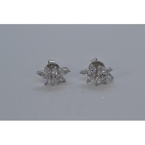 156 - Pair of 18ct white gold earrings set with marquise and pear cut white stones, gross weight 4.85 gram... 