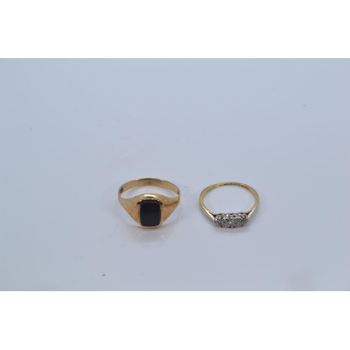 167 - 18ct gold and diamond ring, size J1/2, gross weight 1.47 grams, together with a 9ct gold signet ring... 