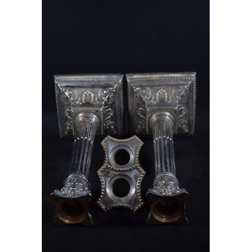 315 - Pair of late Victorian silver Corinthian candlesticks, James Dixon & Sons Ltd, Sheffield 1890, i... 