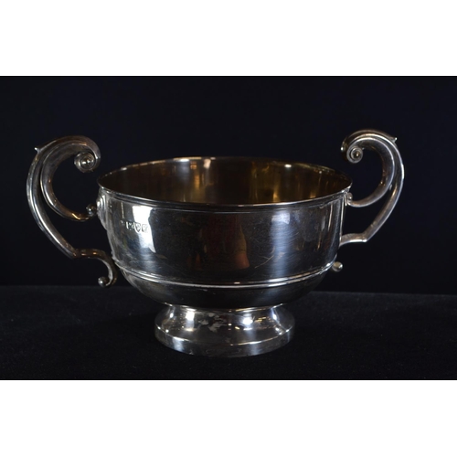 321 - Edwardian silver twin-handled bowl, Barker Brothers, Chester 1910, height 12cm, width 22cm, 284 gram... 