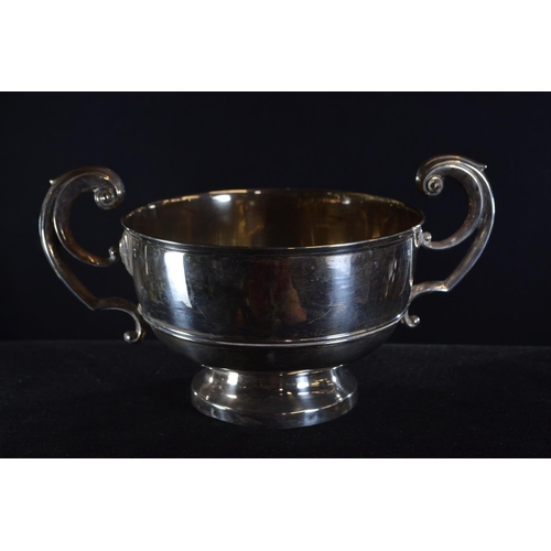 321 - Edwardian silver twin-handled bowl, Barker Brothers, Chester 1910, height 12cm, width 22cm, 284 gram... 