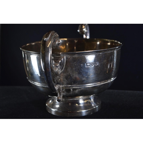 321 - Edwardian silver twin-handled bowl, Barker Brothers, Chester 1910, height 12cm, width 22cm, 284 gram... 