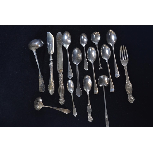 341 - Collection of fourteen pieces of silver flatware, various marks and dates, gross weight 290 grams,&n... 