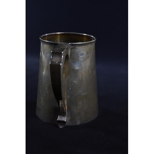 350 - Silver tankard, Charles Boyton, London 1934, of tapering form, initialled 'GPWC 6.9.35' height ... 