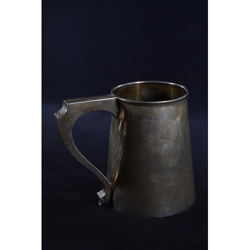 350 - Silver tankard, Charles Boyton, London 1934, of tapering form, initialled 'GPWC 6.9.35' height ... 