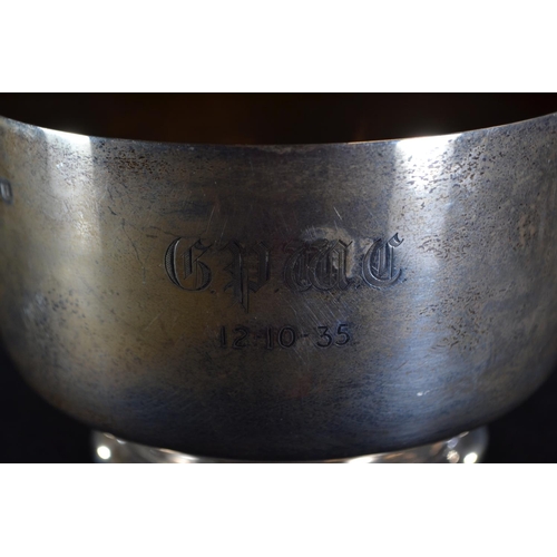 351 - Silver twin-handled presentation bowl, James Dixon & Sons Ltd, Sheffield 1933, engraved ' C.P.W.... 