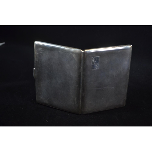 366 - Silver engine turned cigarette case, F H Adams & Holman, Birmingham 1938, initialled 'GTWC', 8.5... 