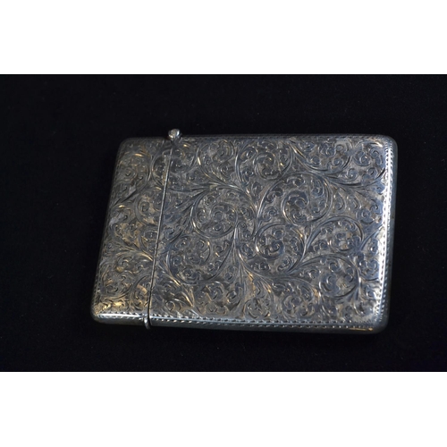 368 - Edwardian silver card case, Henry Williamson Ltd, Birmingham 1901, with vacant shield cartouche and ... 