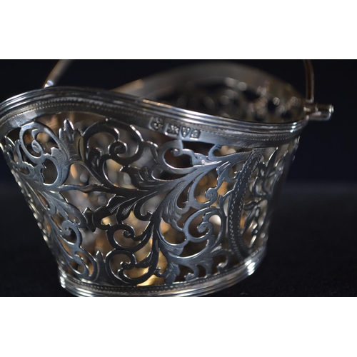 369 - Edwardian silver pierced swing handled basket, George Nathan & Ridley Hayes, Chester 1902, heigh... 