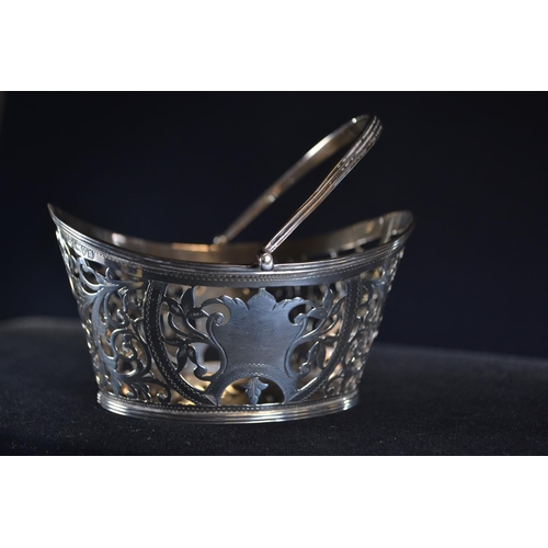 369 - Edwardian silver pierced swing handled basket, George Nathan & Ridley Hayes, Chester 1902, heigh... 