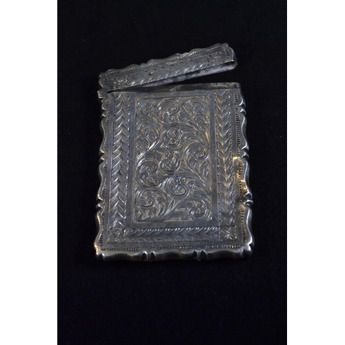 371 - Victorian silver card case, George Unite & Sons, London 1874, with initialled shield cartouche a... 