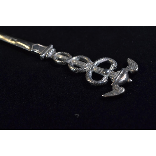 376 - Victorian silver caduceus handled letter opener, Francis Higgins, London 1852, length 22.5cm, 26.8 g... 