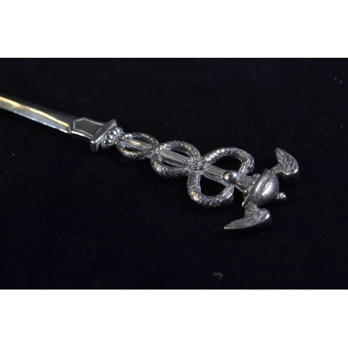 376 - Victorian silver caduceus handled letter opener, Francis Higgins, London 1852, length 22.5cm, 26.8 g... 