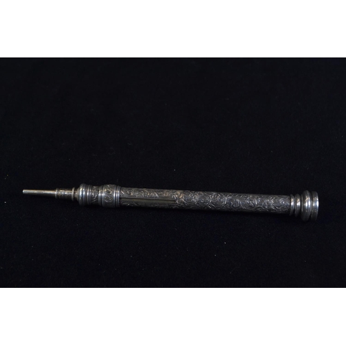 384 - Victorian silver propelling pencil, Sampson Mordan & Co, London 1887, with black onyx terminal, ... 