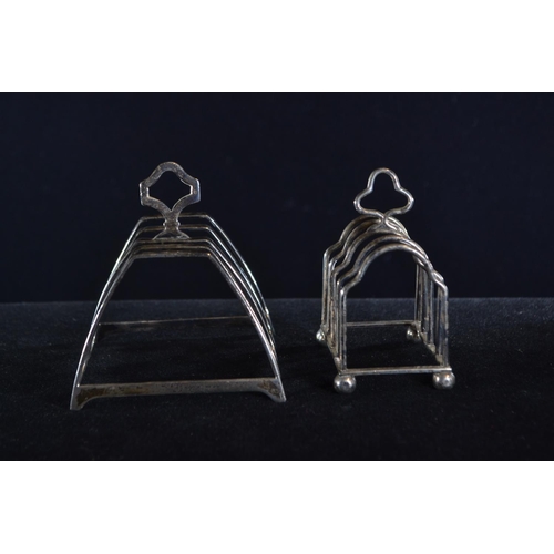 387 - Two silver toast racks, Mappin & Webb Ltd and William Base & Sons Birmingham 1932 and 1928 r... 