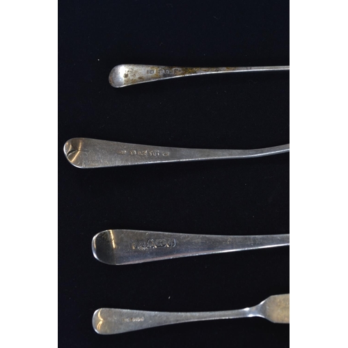 390 - Two silver fiddle pattern sauce ladles, including: George IV Irish sauce ladle with pouring lip... 