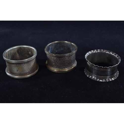 392 - Six silver napkin rings, various maker's and dates, including a pair, each inscribed/initialled, gro... 