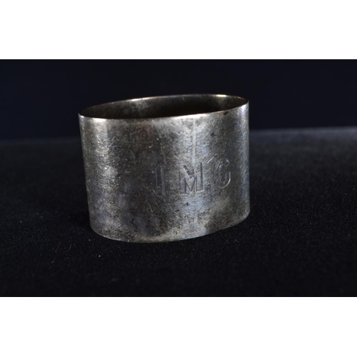 392 - Six silver napkin rings, various maker's and dates, including a pair, each inscribed/initialled, gro... 