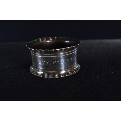 392 - Six silver napkin rings, various maker's and dates, including a pair, each inscribed/initialled, gro... 