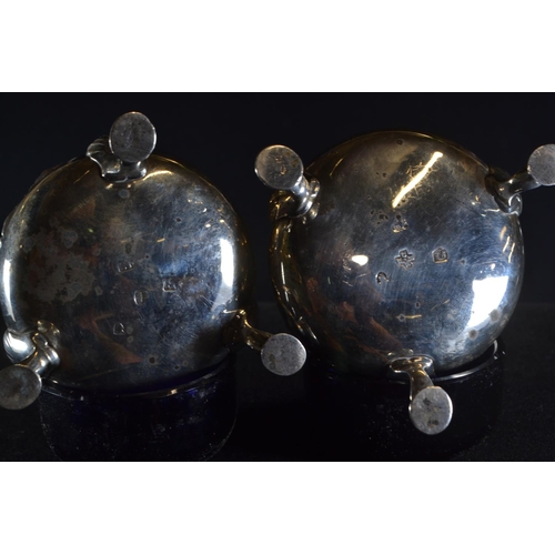 396 - Pair of early George III silver salts, D & R Hennell, London 1768, of circular form raised ... 