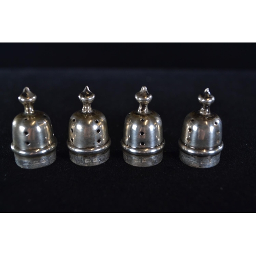 408 - Set of four silver pepperettes, William Aitken, Birmingham 1902 and 1903, height 7.5cm, gross w... 