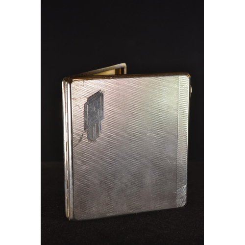 412 - Silver engine-turned cigarette case, William Neale & Son, Birmingham 1933, initialled, 9.5 x 8.5... 