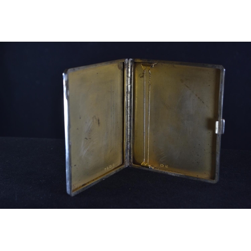 412 - Silver engine-turned cigarette case, William Neale & Son, Birmingham 1933, initialled, 9.5 x 8.5... 