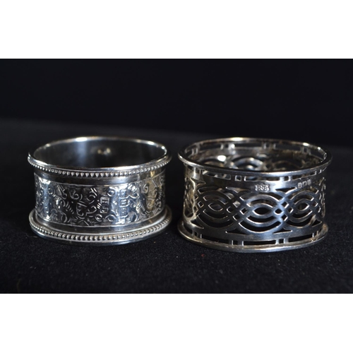 420 - Eight silver napkin rings, various makers and dates, including a pair and one 830 silver, gross weig... 