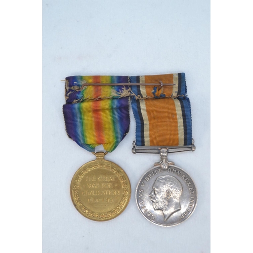 457 - Pair of WWI medals: George V War Medal and Victory Medal awarded to 56826. PTE. W.A.V. ARNOLD. LAN. ... 