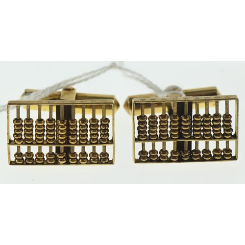 227 - Pair of 9ct gold abacus cufflinks, gross weight 7.5 grams